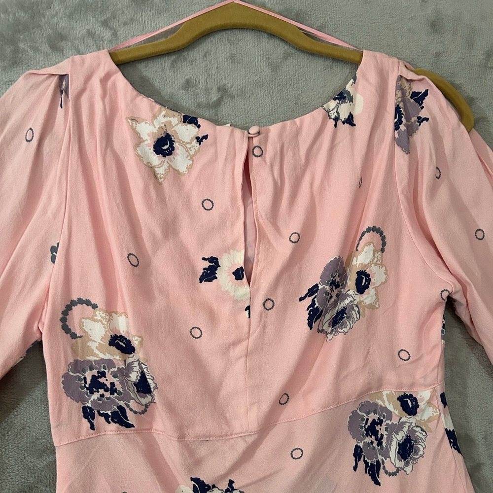 NWOT free people pink floral mini long sleeve dress - Picture 11 of 13